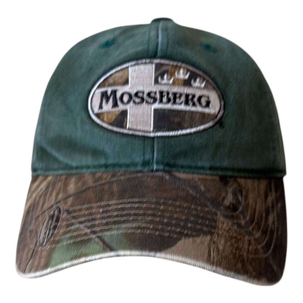 1990s Vintage Mens or Womens Mossberg Green Camouflage Baseball Hat Cap OSFA